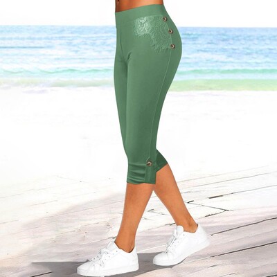 Retuusid naistele suvised vabaaja spordijoogapüksid kitsad kärbitud püksid Fitness Spordijõusaali joogavarustus Calzas Deportivas Mujer