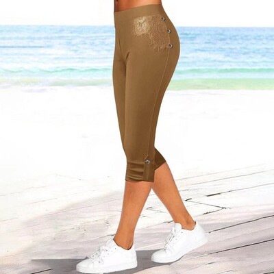 Retuusid naistele suvised vabaaja spordijoogapüksid kitsad kärbitud püksid Fitness Spordijõusaali joogavarustus Calzas Deportivas Mujer