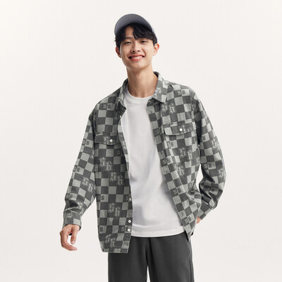 „Semir“ marškinėliai ilgomis rankovėmis, vyriški 2024 m. Nauji rudens retro languoti spaudiniai gryna medvilnė Asmenybės madinga imitacija džinsinio audinio viršus