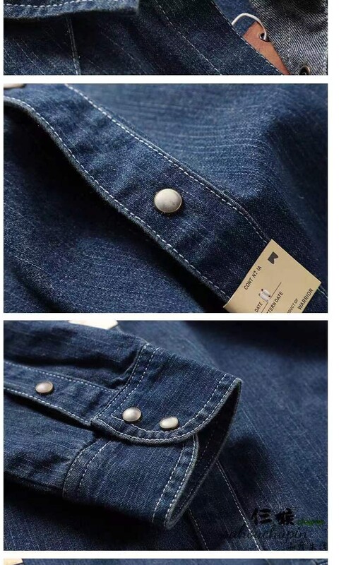 Amerikietiško britiško stiliaus chaki stiliaus retro skalbimo ir senų vyriškų darbo drabužių drabužiai ilgomis rankovėmis džinsiniai marškiniai striukė Vyrai