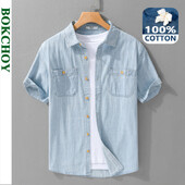 Ljetne nove ležerne traper majice kratkih rukava Muška odjeća Čisti pamuk Tanka i tanka mekana ulična odjeća FY9358