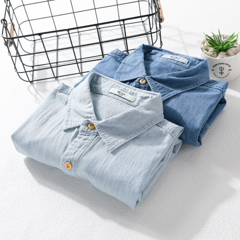 Ljetne nove ležerne traper majice kratkih rukava Muška odjeća Čisti pamuk Tanka i tanka mekana ulična odjeća FY9358