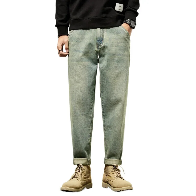 2024 m. rudens ir žiemos Naujos laisvos ir universalios haremo kelnės Retro paprastos mados vienspalvės Patogūs universalūs džinsai vyrams