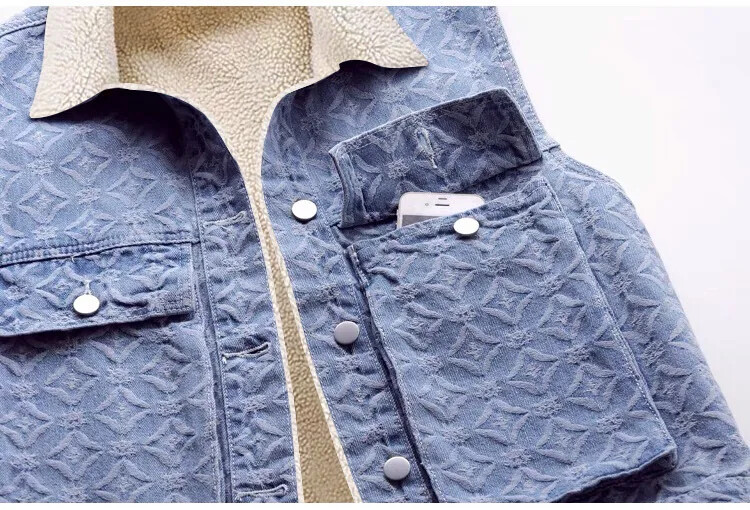 Rudens žiemos ėriuko vilna, pastorinta džinsinė liemenė, moteriška laisvo kirpimo korėjietiško stiliaus Bf vėjo medvilnės užsegama liemenė ant peties striukė