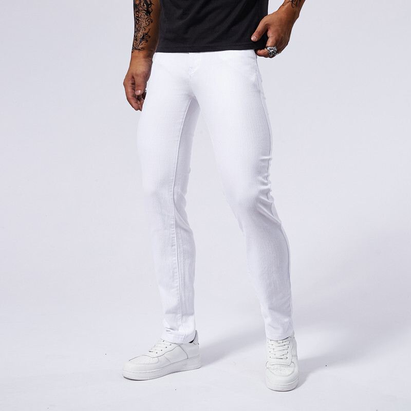 Džinsai Baltos Vyriškos medvilnės kelnės aukštu juosmeniu tamprus džinsas plius dydis vasarinės vyriškos elastinės kelnės plius 38 dydis