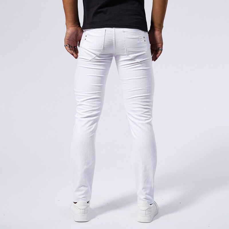 Džinsai Baltos Vyriškos medvilnės kelnės aukštu juosmeniu tamprus džinsas plius dydis vasarinės vyriškos elastinės kelnės plius 38 dydis