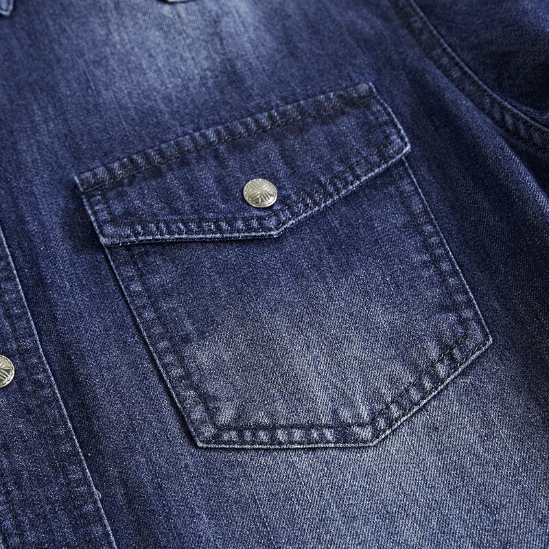 Augstas kvalitātes vīriešu džinsa krekls ar garām piedurknēm lielizmēra tīras kokvilnas virskrekls vienkrāsains ikdienas krekli Vīriešu apģērbs 4XL A2F6522