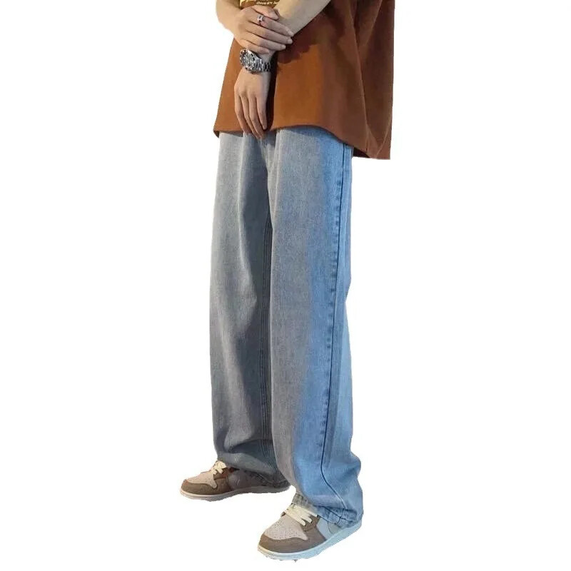 Pavasaris Vasara Nauji vyriški džinsai Universalūs madingi tiesių kojų laisvalaikio kelnės Laisvi korėjietiško stiliaus šviesios spalvos ilgos kelnės