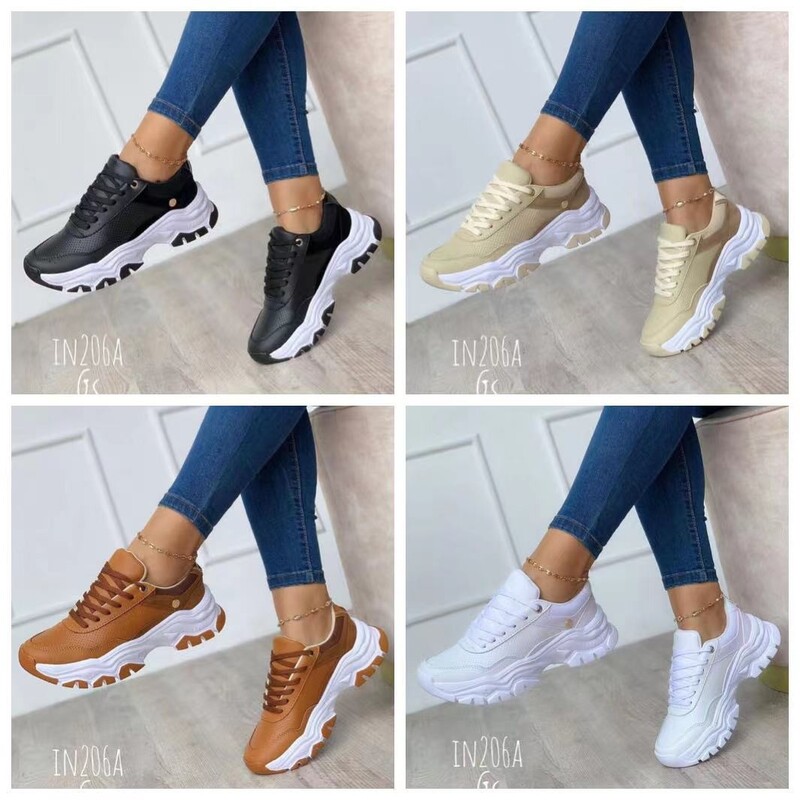 Трансгранични нови през 2023 г. маратонки за бягане с дебела подметка, съответстващи на цвета, за жени, външна търговия, големи размери, ниски ежедневни единични обувки, спортни обувки