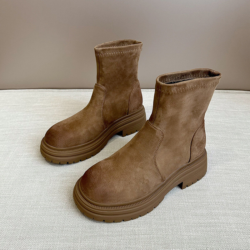 Модни къси ботуши 2024, есен и зима, нови мартин ботуши, модерни универсални мрежести червени инс тренд еластични тънки ботуши