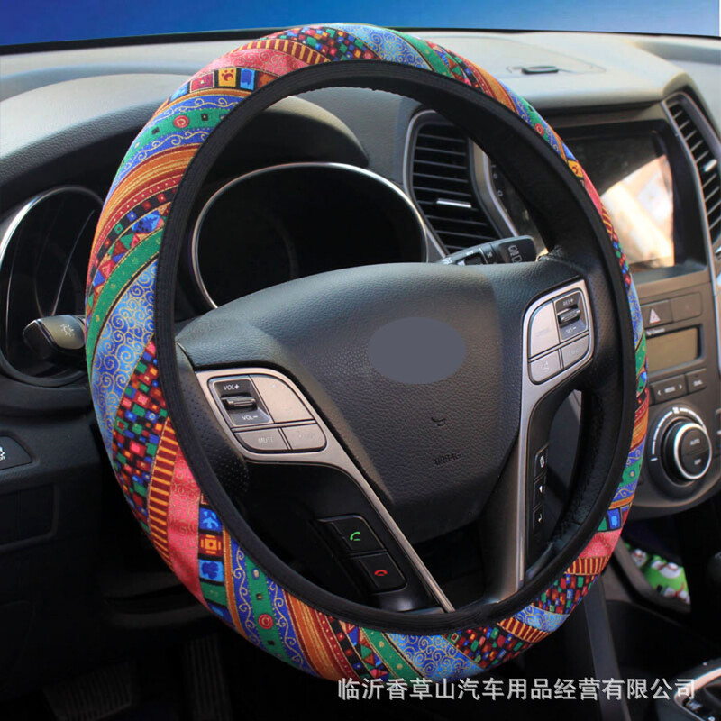 Трансграничен без вътрешен пръстен Бохемски стил ленено еластично покритие за дръжка еластично покритие за волан покритие за дръжка за кола Amazon