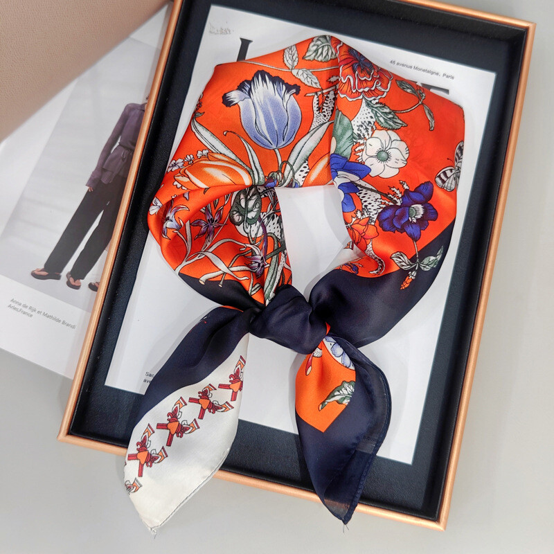 Vasaras maza kvadrātveida šalle 70*70 augstas kvalitātes universāla imitācijas zīda šalle sieviešu 70 cm kvadrātveida šalle