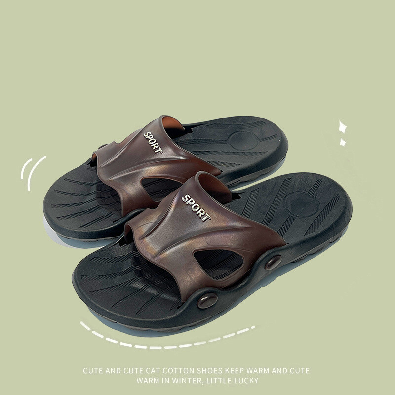 Мъжки джапанки 2024 нови плажни чехли PVC външна подметка нехлъзгаща се износоустойчива двойка чехли място за външна търговия