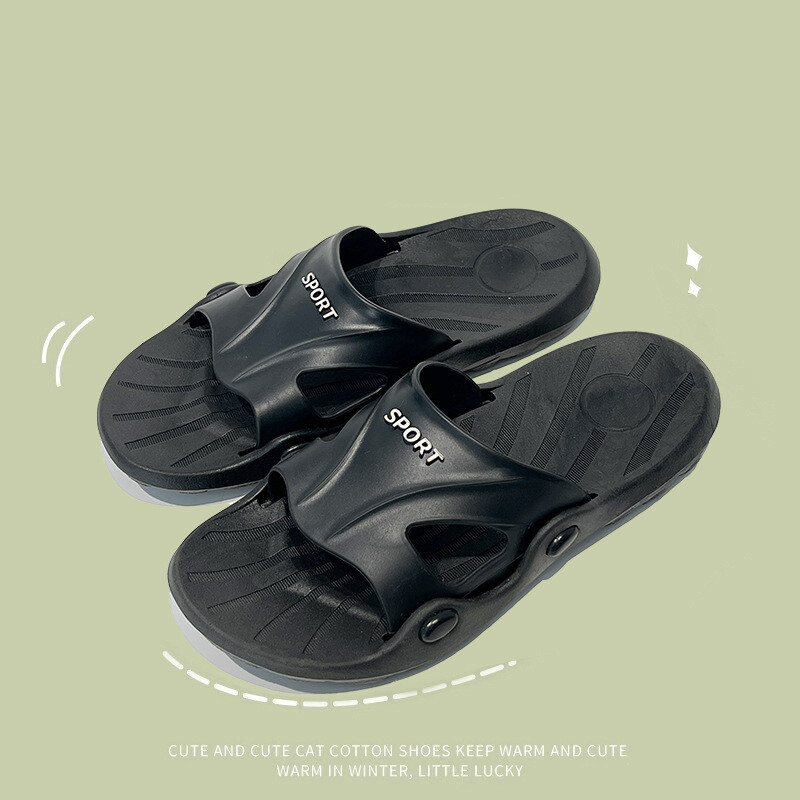 Мъжки джапанки 2024 нови плажни чехли PVC външна подметка нехлъзгаща се износоустойчива двойка чехли място за външна търговия