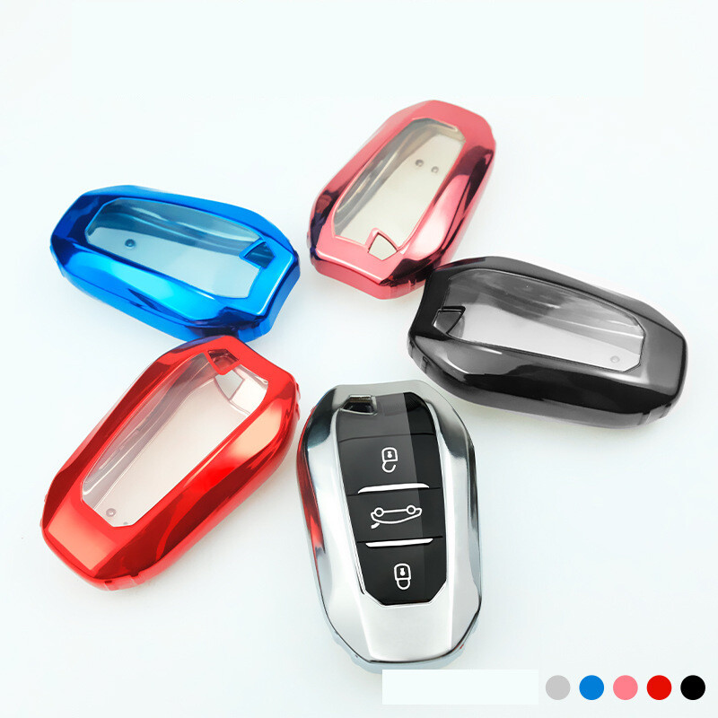 Piemērota Peugeot auto atslēgai, Citroen DS auto atslēgu soma tpu aizsargatslēgas vāciņš sarkans rozā sudrabs melns zils