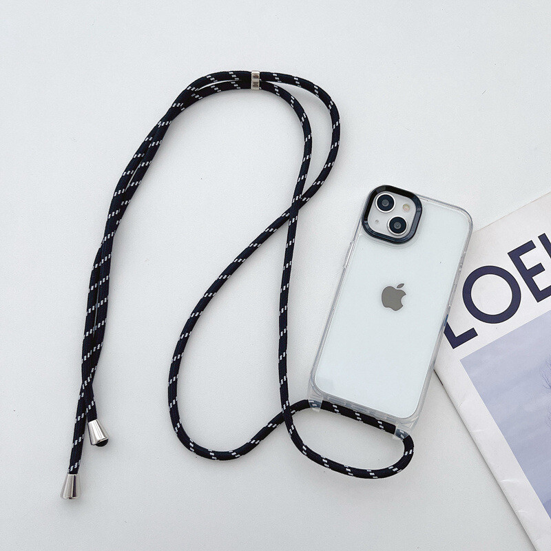 Comerț electronic transfrontalier potrivit pentru iPhone 15 geanta de umăr pentru fete 12pro carcasă transparentă 14 husă pentru telefon mobil cu frânghie în patru colțuri