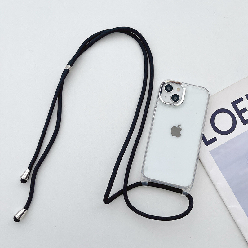 Comerț electronic transfrontalier potrivit pentru iPhone 15 geanta de umăr pentru fete 12pro carcasă transparentă 14 husă pentru telefon mobil cu frânghie în patru colțuri