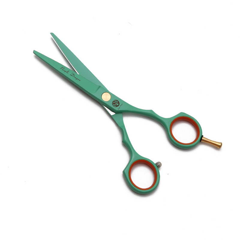 Пурпурен дракон зелени фризьорски ножици плоски ножици ножици за зъби професионални ножици за подстригване 5,5 инча рисувана симетрична дръжка ножици за изтъняване ножици за бретон