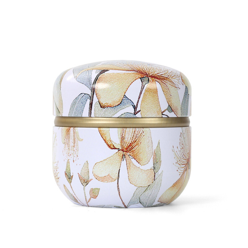 Skārda tējas kastes mājsaimniecības aizzīmogotās tējas iepakojuma kaste pārnēsājamas japāņu stila ziedu tējas mazas apaļas skārda kastes