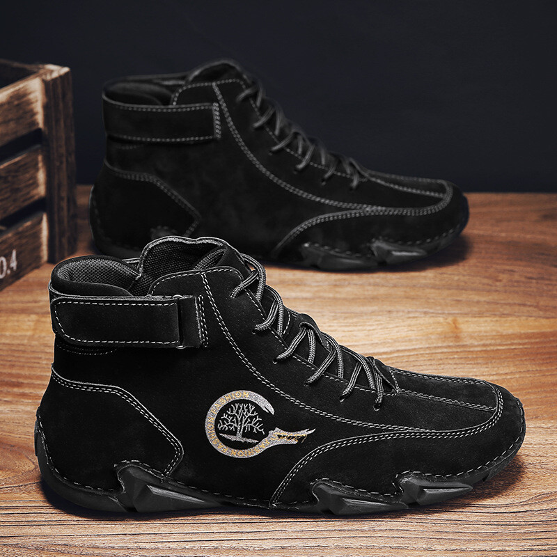 Трансгранични нови високи памучни обувки кожени обувки мъжки плюс кадифени обувки с мека долна част октопод тенденция универсални дишащи ботуши Martin