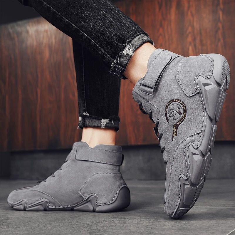 Трансгранични нови високи памучни обувки кожени обувки мъжки плюс кадифени обувки с мека долна част октопод тенденция универсални дишащи ботуши Martin