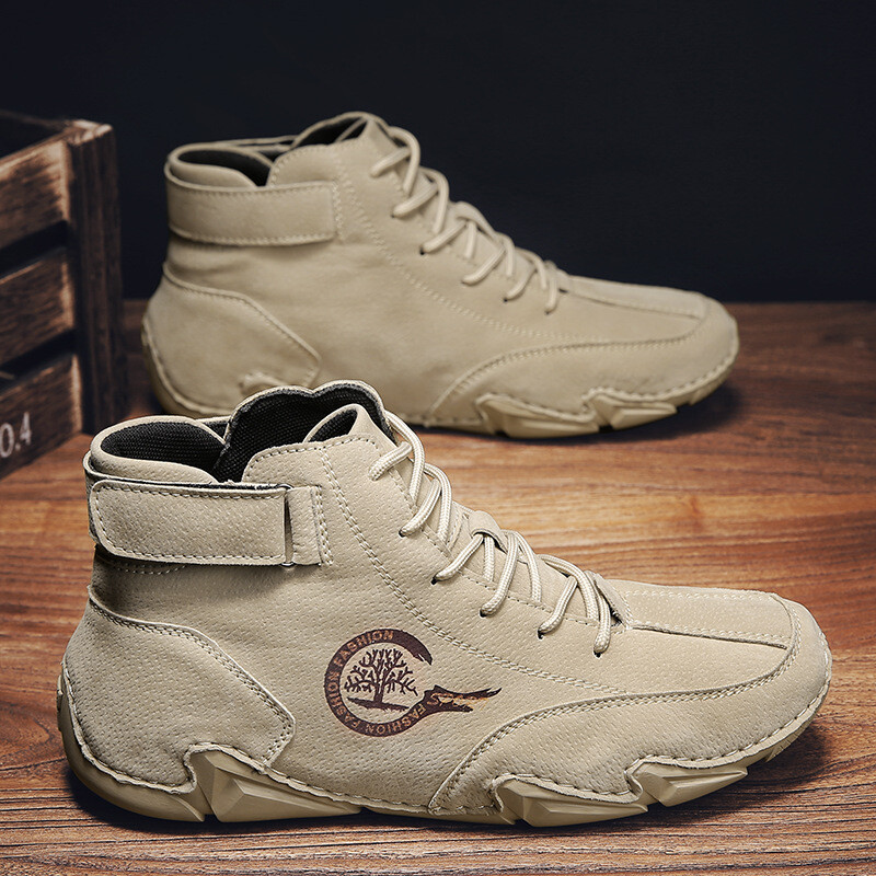 Трансгранични нови високи памучни обувки кожени обувки мъжки плюс кадифени обувки с мека долна част октопод тенденция универсални дишащи ботуши Martin