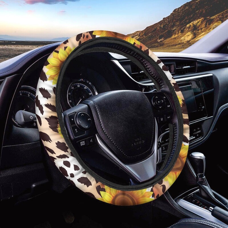 Автомобилен декоративен волан с щампа на синьо цвете с решетка на независима станция Универсален волан за четири сезона по поръчка