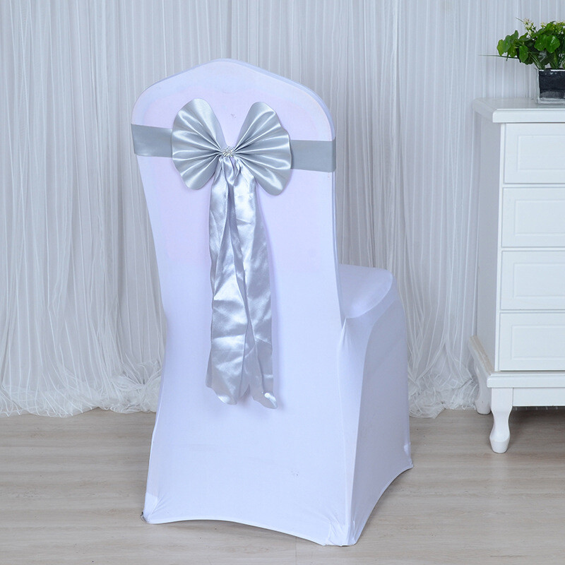 Nemokamas elastingas vestuvių viešbučio kėdės užvalkalas, aksesuarai, kėdės dirželiai, kėdės atlošas, gėlė, ilga uodega, kaspinas, lanko apdaila