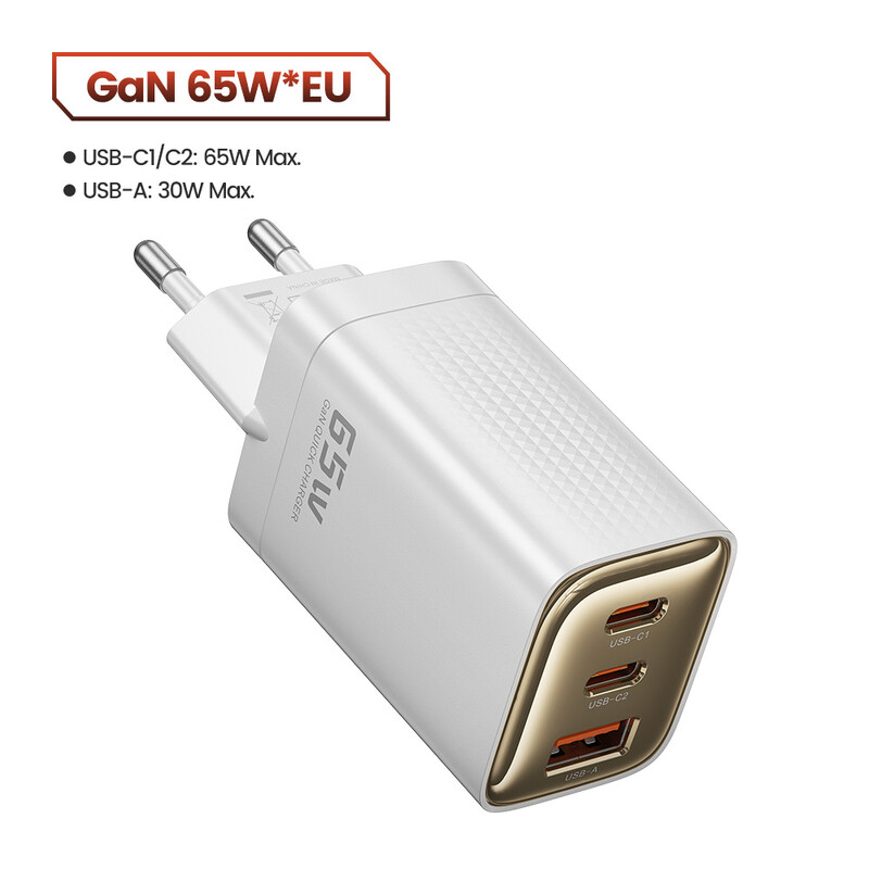 Toocki трипортово супер бързо зареждане 65W зарядно устройство от галиев нитрид, подходящо за зареждане на мобилен телефон Huawei Apple 15 таблет