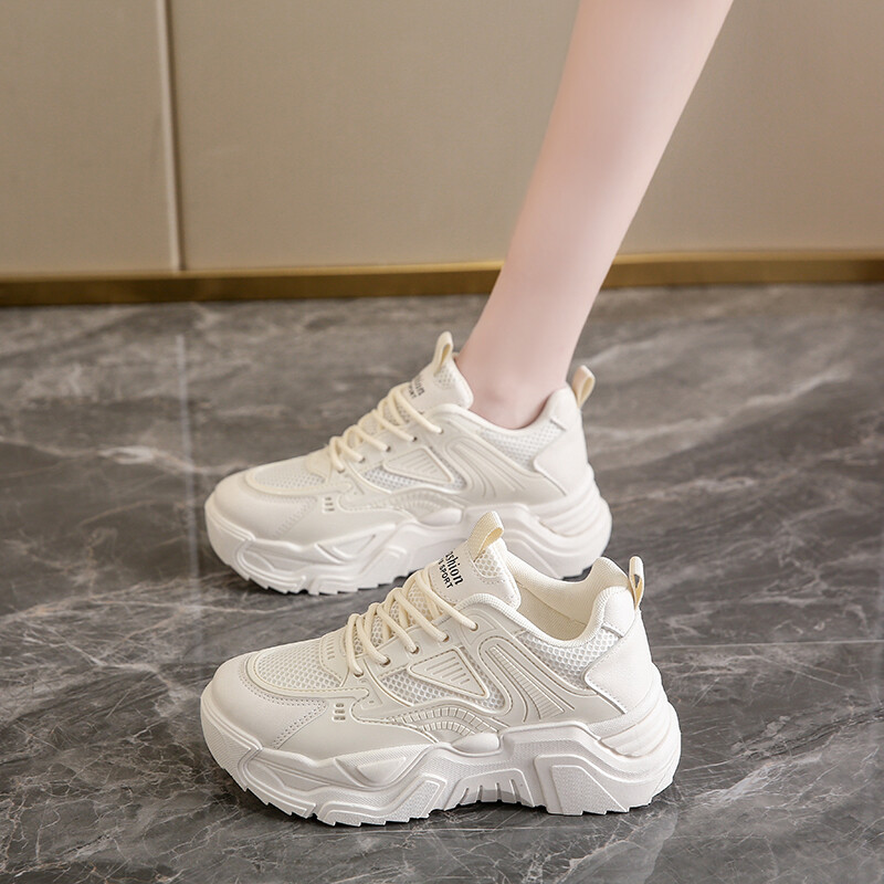 Дамски обувки Daddy 2024 нови летни нови ежедневни обувки дамски обувки с малки кожени повърхности леки спортни обувки с дебело дъно