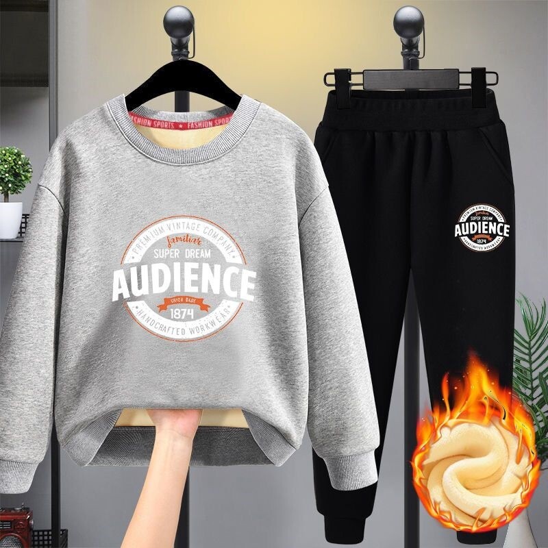 Stori vaikiški rūbai berniukams plius storas plius dydis 2021 naujas didelis ir vidutinis vaikiškas plius aksominis megztinis 10-15 metų 12 metų storas kostiumas 7