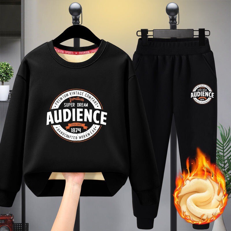 Stori vaikiški rūbai berniukams plius storas plius dydis 2021 naujas didelis ir vidutinis vaikiškas plius aksominis megztinis 10-15 metų 12 metų storas kostiumas 7