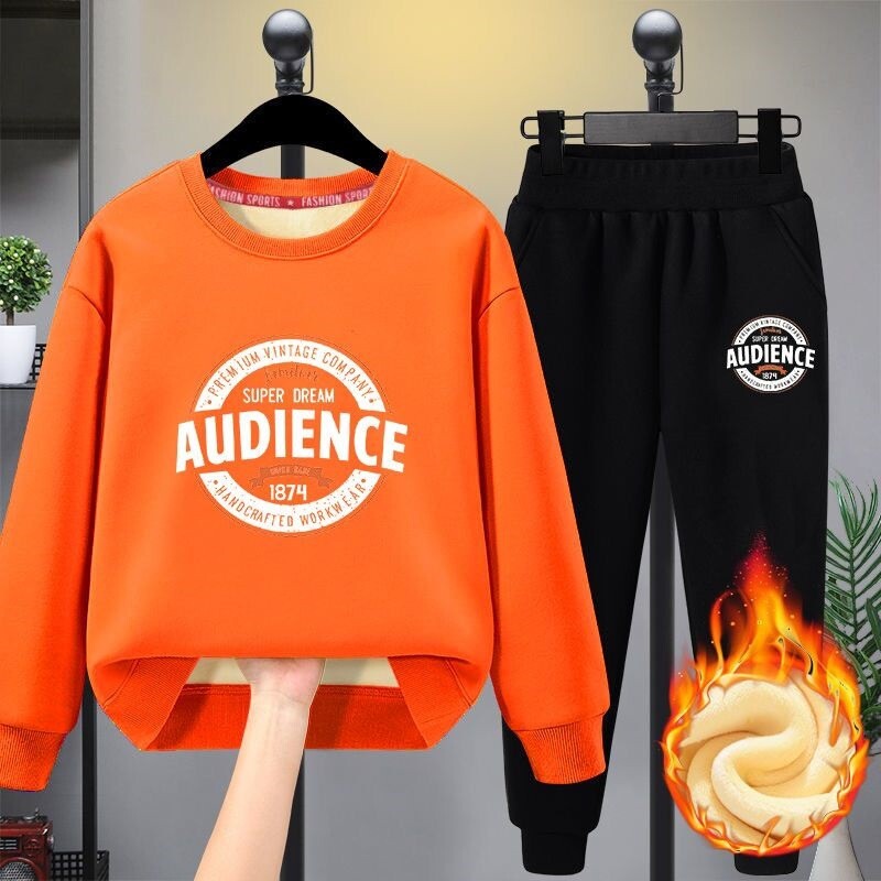 Stori vaikiški rūbai berniukams plius storas plius dydis 2021 naujas didelis ir vidutinis vaikiškas plius aksominis megztinis 10-15 metų 12 metų storas kostiumas 7