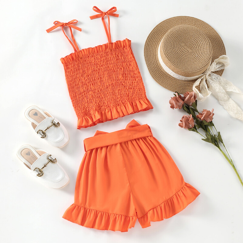 Vasarinė nauja trumpa klostuota maža kamisole liemenė naujas europietiškas ir amerikietiškas plonas apatinis kamisoles šortai dviejų dalių kostiumas