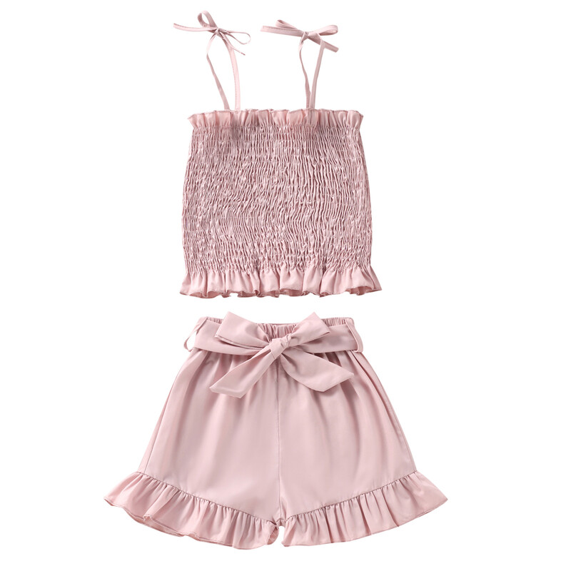 Vasarinė nauja trumpa klostuota maža kamisole liemenė naujas europietiškas ir amerikietiškas plonas apatinis kamisoles šortai dviejų dalių kostiumas