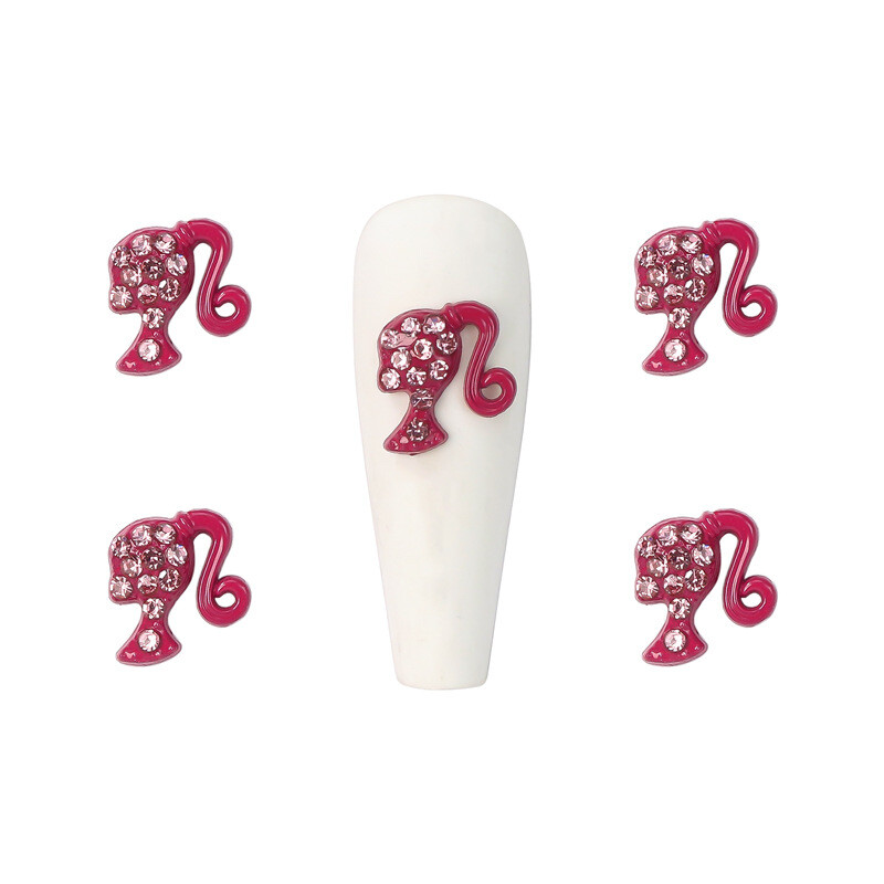 Interneto garsenybių karšta pardavimas lydinio grožio galvos nagų papuošalai metaliniai DIY trimačiai deimantiniai rožiniai nagų aksesuarai didmeninė prekyba