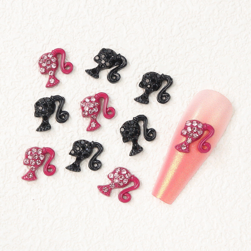 Interneto garsenybių karšta pardavimas lydinio grožio galvos nagų papuošalai metaliniai DIY trimačiai deimantiniai rožiniai nagų aksesuarai didmeninė prekyba