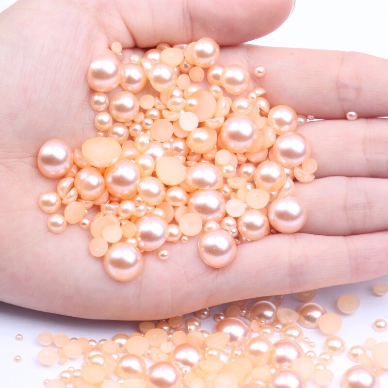 Pomno odabrani polukružni biseri ravnog dna, imitacija ABS bisera u boji 2-10 mm, miješani uzorci, 1000 kom. DIY pribor za nakit