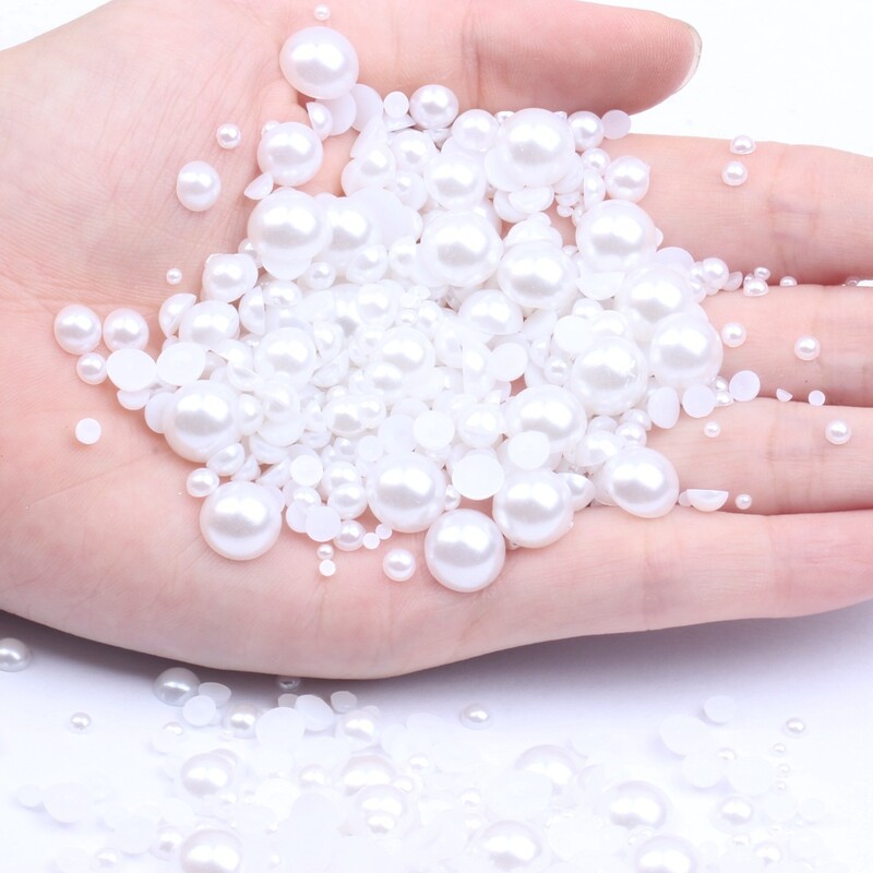 Pomno odabrani polukružni biseri ravnog dna, imitacija ABS bisera u boji 2-10 mm, miješani uzorci, 1000 kom. DIY pribor za nakit