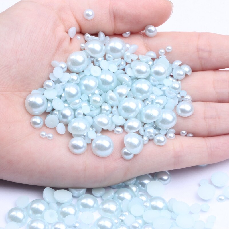 Pomno odabrani polukružni biseri ravnog dna, imitacija ABS bisera u boji 2-10 mm, miješani uzorci, 1000 kom. DIY pribor za nakit