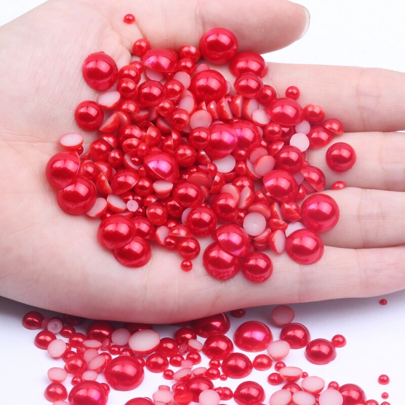 Pomno odabrani polukružni biseri ravnog dna, imitacija ABS bisera u boji 2-10 mm, miješani uzorci, 1000 kom. DIY pribor za nakit