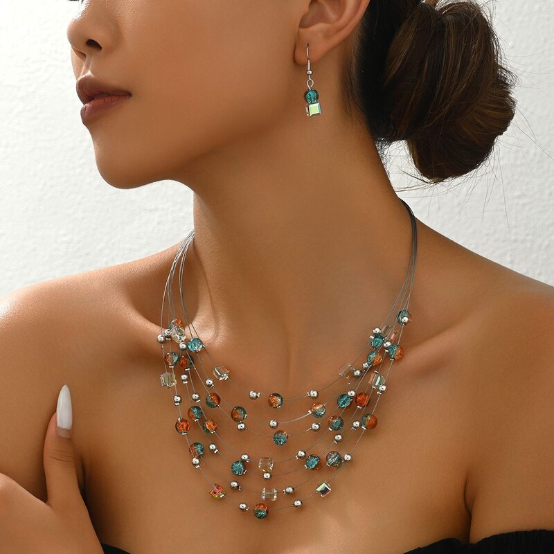 Производители на едро с трансгранична европейска и американска бохемска личност дамски ръчно изработени кристални многослойни колиета в етнически стил