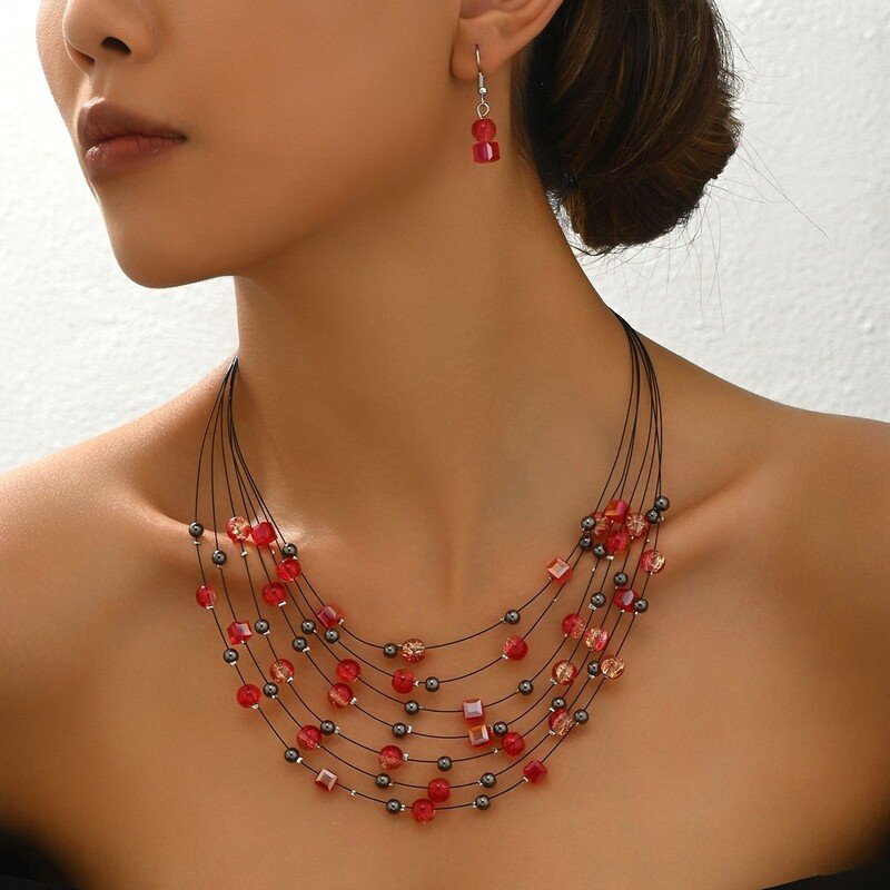 Производители на едро с трансгранична европейска и американска бохемска личност дамски ръчно изработени кристални многослойни колиета в етнически стил
