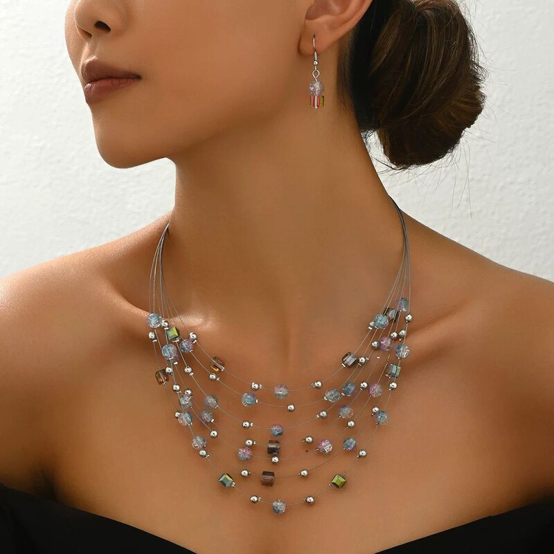 Производители на едро с трансгранична европейска и американска бохемска личност дамски ръчно изработени кристални многослойни колиета в етнически стил