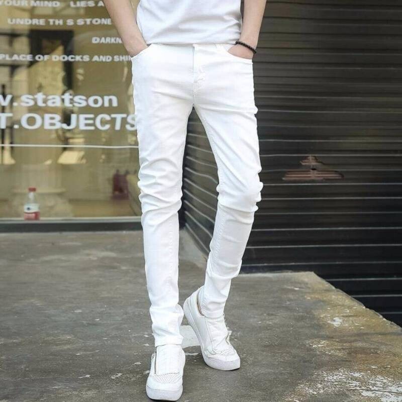 Мъжки дънки Snowflake Сиви светлосини ежедневни панталони Мъжки есенни тесни панталони Slim Fit Модни универсални панталони Мъжки