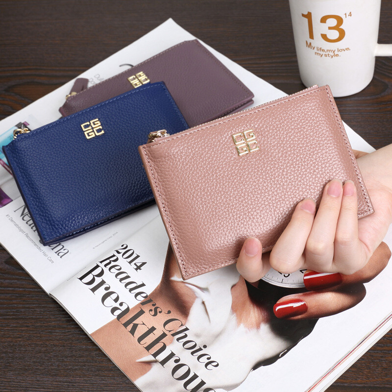 2025 Нов Европейски и Американски слот за много карти Поставка за карти от телешка кожа Дамска ултратънка поставка за карти с цип Портмоне за монети Дамска поставка за карти