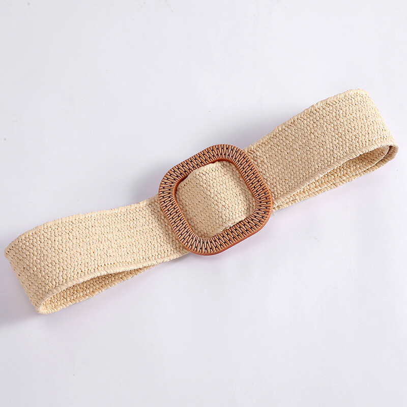 Нов памучен и ленен стил pp сламен колан за жени универсален моден палто с квадратна катарама декоративен колан външна търговия на едро