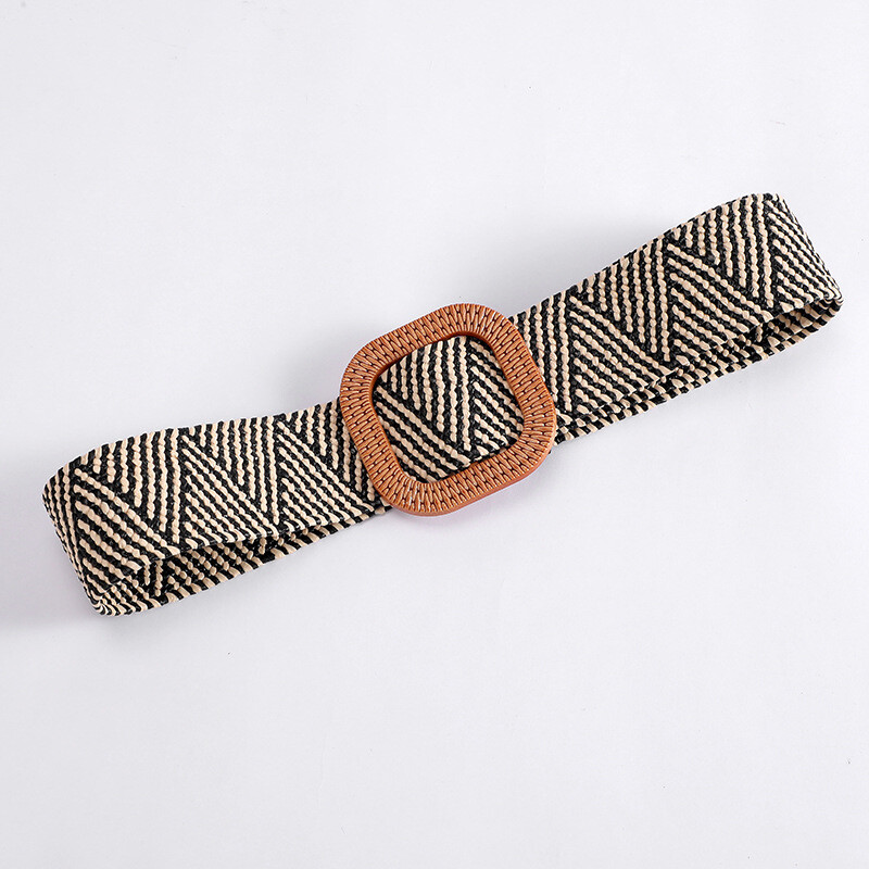 Нов памучен и ленен стил pp сламен колан за жени универсален моден палто с квадратна катарама декоративен колан външна търговия на едро