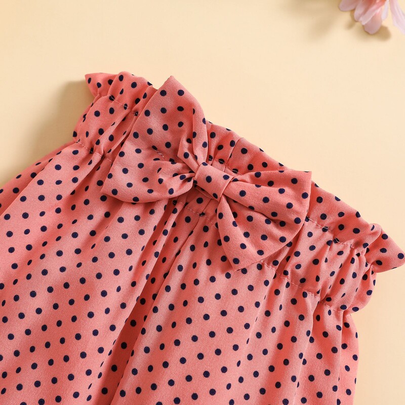 Трансгранични горещи разпродавани гащеризон с дълъг ръкав с щампи и розови панталони с волани на точки и костюм от три части със забрадка