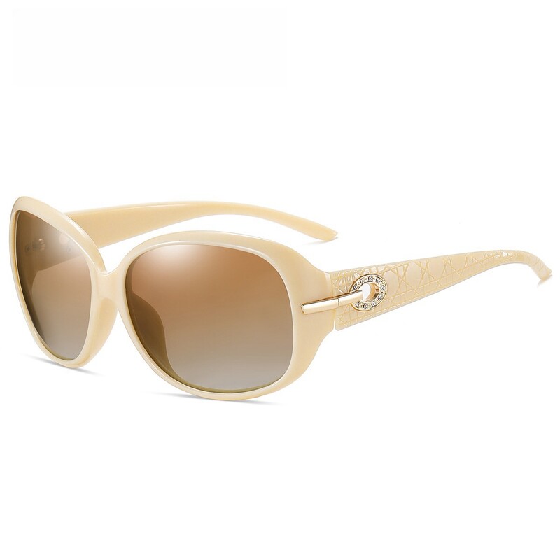 New Fashion Big Frame Carod Ochelari de soare polarizați pentru femei Nuanță de ochelari de soare cu diamante în două tonuri